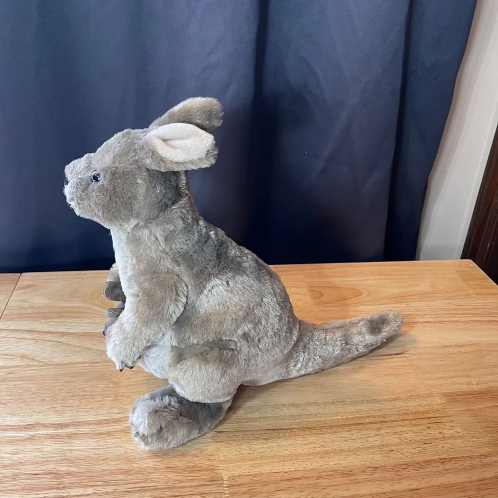 Wild Republic Grey Kangaroo Plush with Removable Baby Joey Pouch Plush 12 in